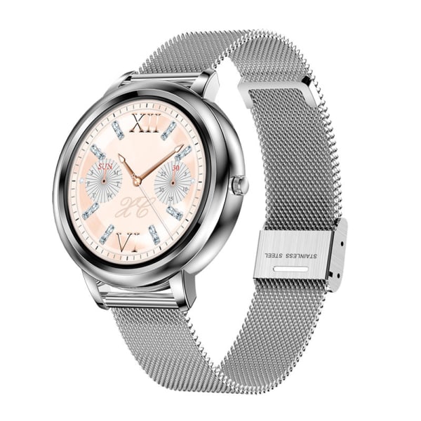 Smart Watch Kvinnors Handlyftande Ljusskärm Puls Smart Bluetooth Armband Watch Silver leather