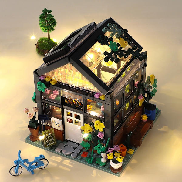 MOC Luova Kukkakimppu Kauppa Talo Malli Rakennuspalikka Kaupunkinäkymä Loman Kesä Kahvila Palikat Tyttöjen Lelut Lasten Lahjat 730pcs no box As  photo