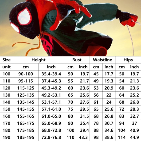 Spiderman Miles Morales Cosplay Kostym Zentai Bodysuit Anime Superhjälte Kostym Jumpsuit för barn Spandex Halloween Cosplay Style 1 120