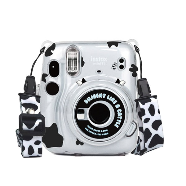 Til Polaroid Instax Mini11 Krystal Gennemsigtig Beskyttelsesetui Foto Opbevaringspose Skal Krystalskal Rem Reb Klistermærke Pink