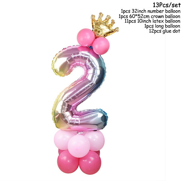 Regnbue Enhjørning Bursdagsfest Dekorasjon Engangsservise Sett Enhjørning Ballong Jente Baby Shower Barn Bursdagsfest Utstyr number2 set2