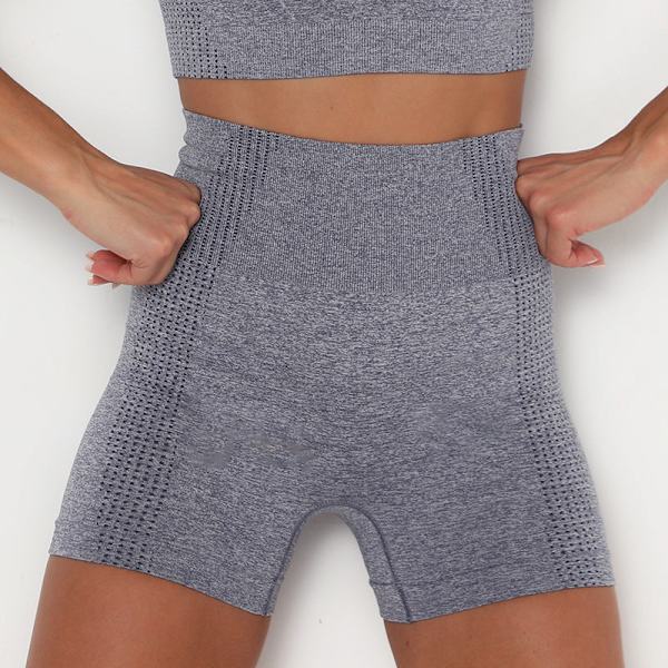 Saumattomat neulotut urheilushortsit lyhythihaiset shortsit joogavaatteet kuntoilupuku seksikkäät treenivaatteet naisille 9149 shorts-navy blue M