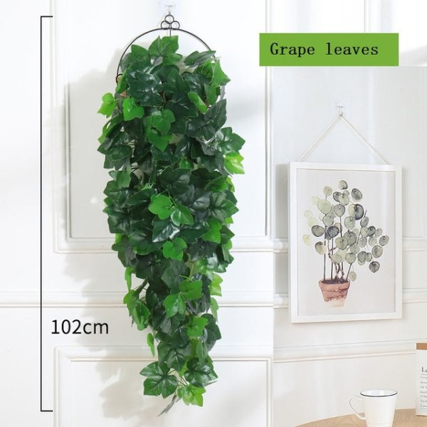 100 cm kunstige planter hængende vinstokke bryllup have dekoration falsk plante indretning til væg grønne blade vinstokke dekoration No hanging pot Perilla