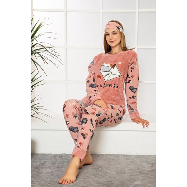 Kvinnors ärm säsongsbetonad bomull kammad set- vinterpyjamas-mysig mjuk pyjamas för kvinnor Gray XL