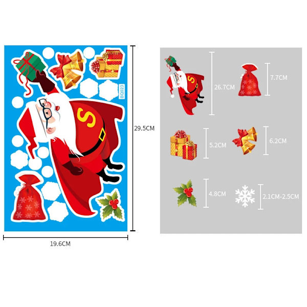Jul Glasdekaler Heminredning Ornament Jul Snöflinga Jultomte Dörr Butiksfönster Dekal Nyår Juldekoration 25