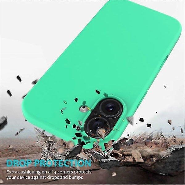 Kompatibelt Skal för iPhone 16, Flytande Silikon, Mjukt Foder, Stötsäkert Telefonskydd Green