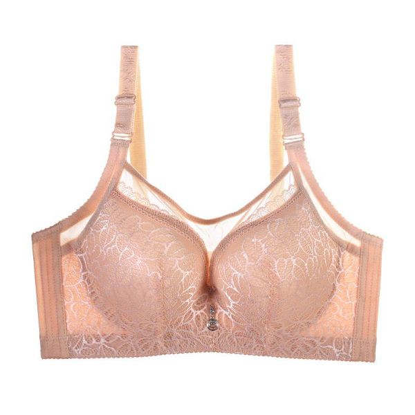 Spetsbehå med hel kupa för kvinnor med mesh push-up sexig behå sexiga underkläder för kvinnor för vardagsbruk Beige 42C