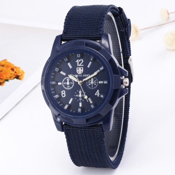 Multifunktionell Outdoor Luminous Watch Watch vävt bälte Watch Quartz Watch Blue