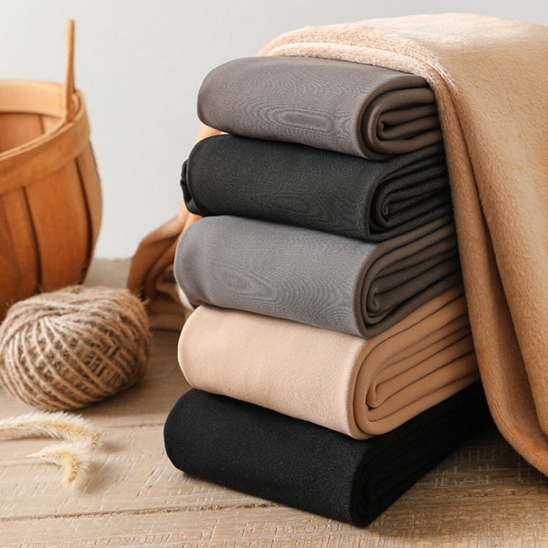 Plus-kokoiset talviset naisten sukkahousut lämpökerrastoa, läpikuultavat sukkahousut, naisten lämpimät leggingsit, feikki-sukkahousut, fleece-trikoot, ihoa imitoiva efekti pure black half feet 90g (15-20 Celsius)