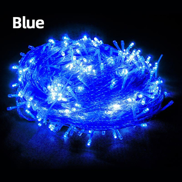 10M 100 Lys Nytår Jul LED Guirlande Lys Juledekoration Lys til Hjemmet Feriedekoration Blue