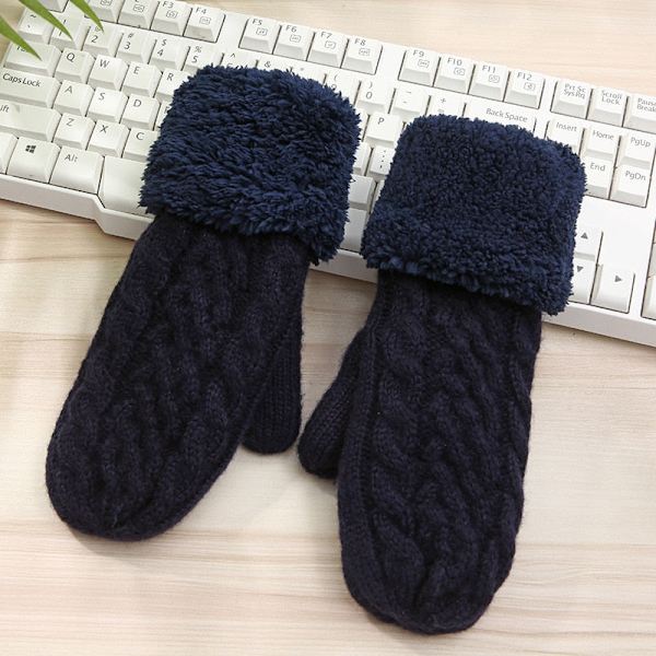 Naisten neulotut palmikkokukkakuvioiset lapaset talveen, naisten villa- ja kashmirsekoitteiset paksut ja lämpimät kokosormihanskat N507-Khaki One Size