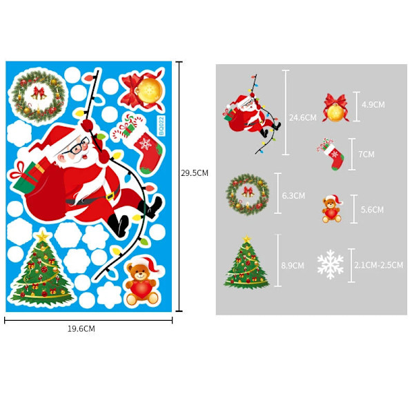 Jul Glasdekaler Heminredning Ornament Jul Snöflinga Jultomte Dörr Butiksfönster Dekal Nyår Juldekoration 24
