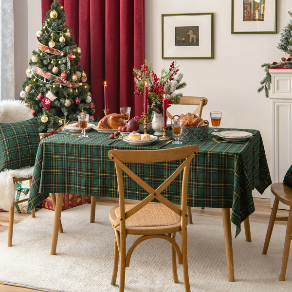 Jouluinen pöytäliina amerikkalainen punainen yksinkertainen ruudullinen pöytämatto hotellin sohvapöytäliina koristeellinen pöytäliina Green and yellow checks 140*180cm