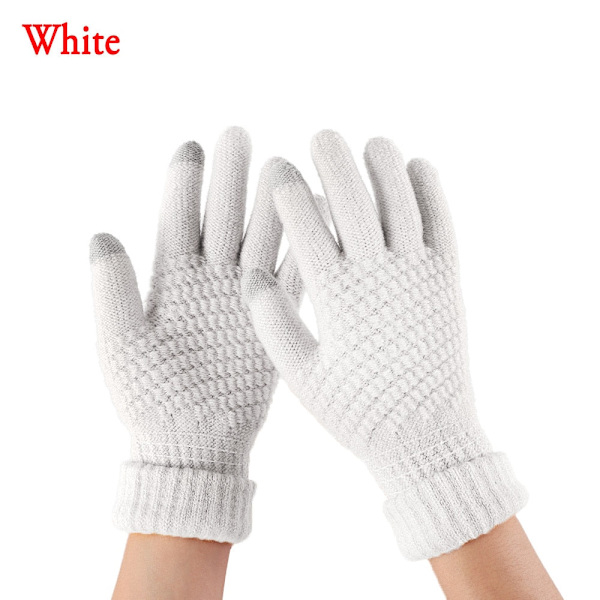 2023 Elastiska Fullfingerhandskar Varma Tjocka Cykelkörningsmode Dam Herr Vinter Varma Stickade Yllehandskar Utomhus B-1 One Size