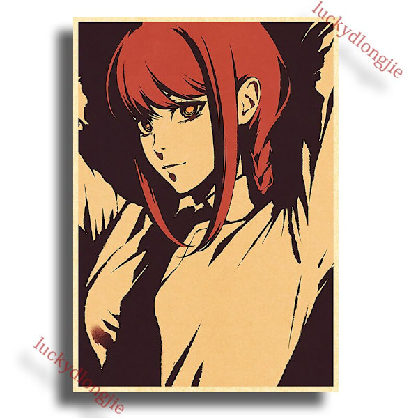 Chainsaw Man Anime Affisch Retro Kraftpapper Vintage Heminredning Målning Vardagsrumsbild Gåva Väggdekaler Caféinredning Konst Vägg 42X30cm(A3) 47