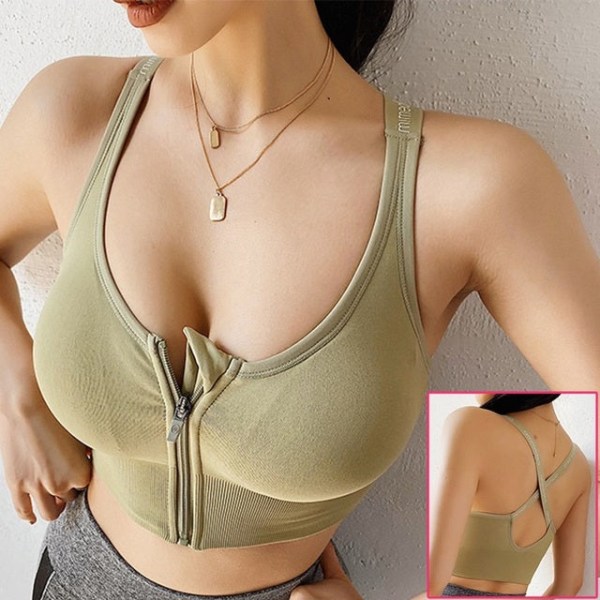 Yoga BH Sexy Push Up Undertøj Fitness Vest til kvinder Zipper Pink XL