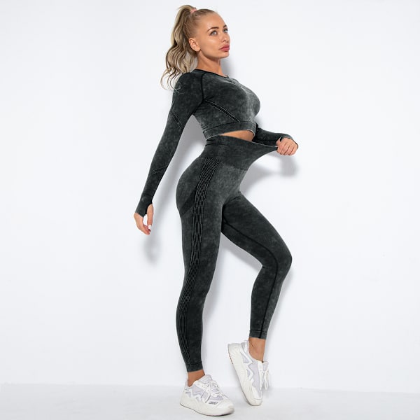 Yoga Dress Dame Sport Løping Trening Langermet Dress Hofte Yoga Bukser Army Green M