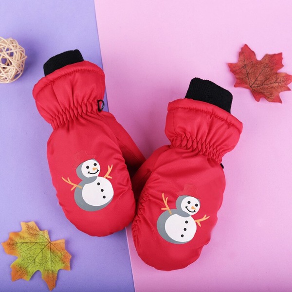 Varme, vindtette vinterhansker for barn, gutter og jenter, for ski, sykling, klatring, utendørs, vanntette babyvotter med tegneserie Pinkbear for 5-8T