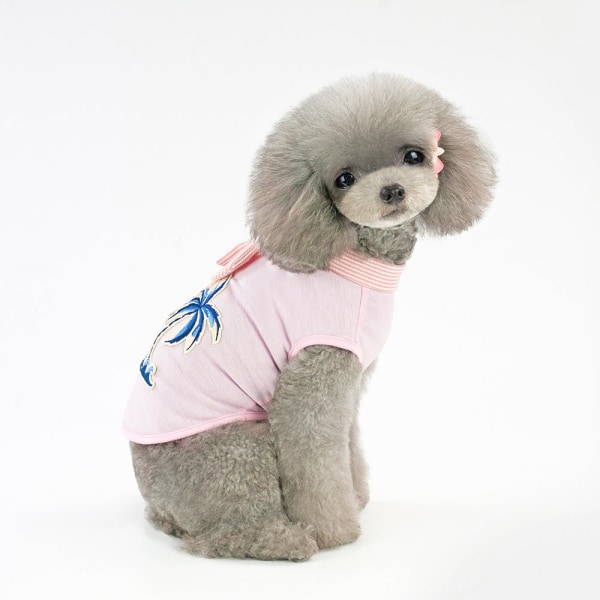 Sommer Kokos Broderet Vest T-shirt Kæledyrstøj Pink L