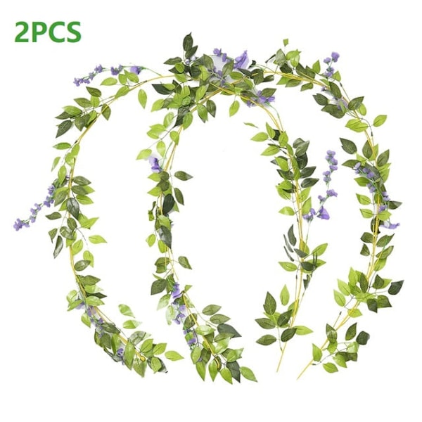 2 stk. 1,8 m Wisteria Kunstig Blomsterranke Efeu Blad Guirlande Rattan Snore Blomster Bryllupsbue Dekoration Hjem Have Fest Dekoration White