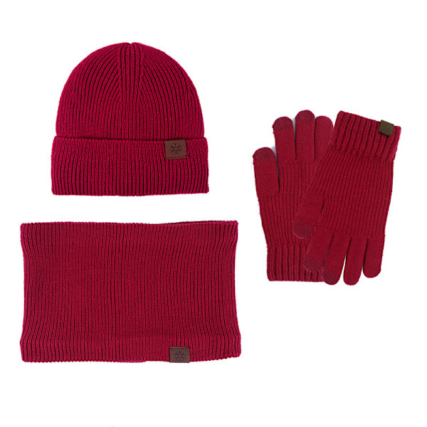 Vintermössa Halsduk Handskar Tredelat Set Fleecefodrad Pekskärm Utomhus Kallt Väderskydd Förtjockad Stickad Gray three-piece set