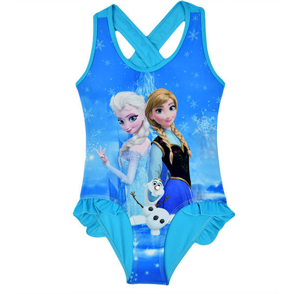 Bikini Børn Ét Stykke Badedragt Tegneserie Pige Badetøj CL043Blue 140~146