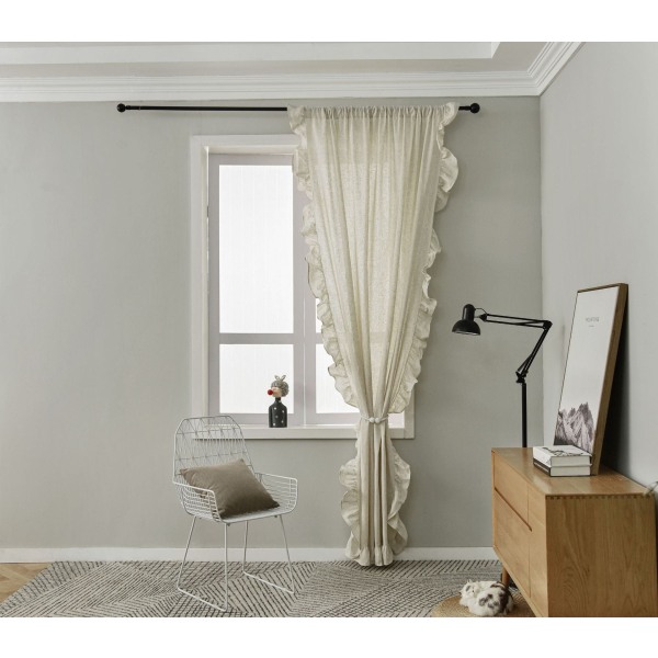 Volang Gardin Halv Ljusinsläpp Sovrum Vardagsrum Burspråk Krok Gardin Lotus Edge hook curtain 150 width * 45CM height