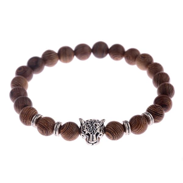 8mm Naturlig Rund Cylinder Træperler Armbånd Mænd Klassisk Elastisk Buddhistisk Bøn Buddha Armbånd Hommes ABJ003-1