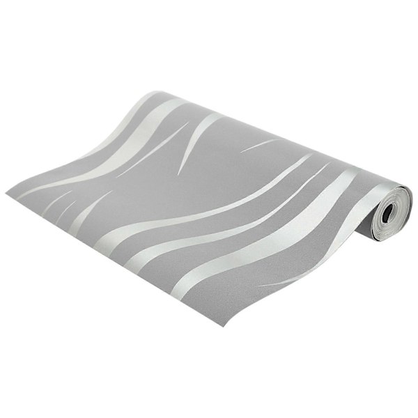 Präglad Tapet Silvergrå 0.53x9.5m Modern 3D Textur Tapet För Sovrum Vardagsrum