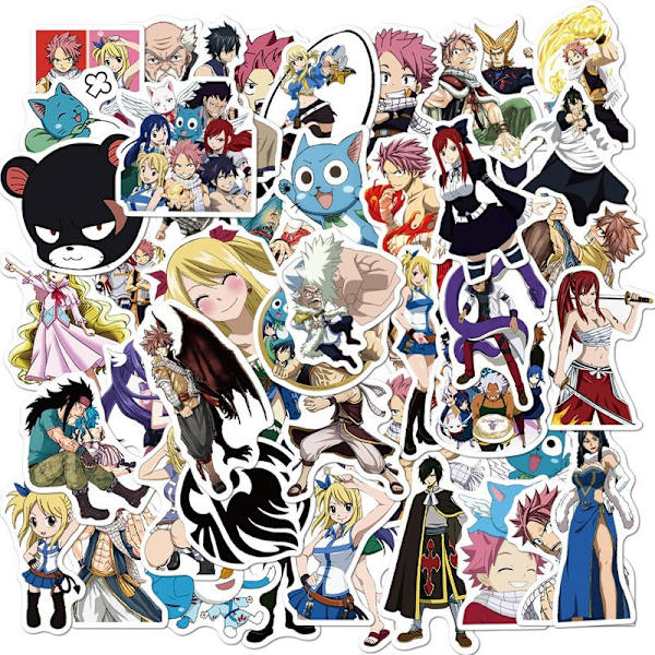 50 KPL Fairy Tail -tarrat autoihin, pyöriin, matkalaukkuihin, puhelimiin, kitaroihin, kannettaviin tietokoneisiin, jääkaappeihin, vedenpitävät klassiset lelutarrat 50pcs sticker