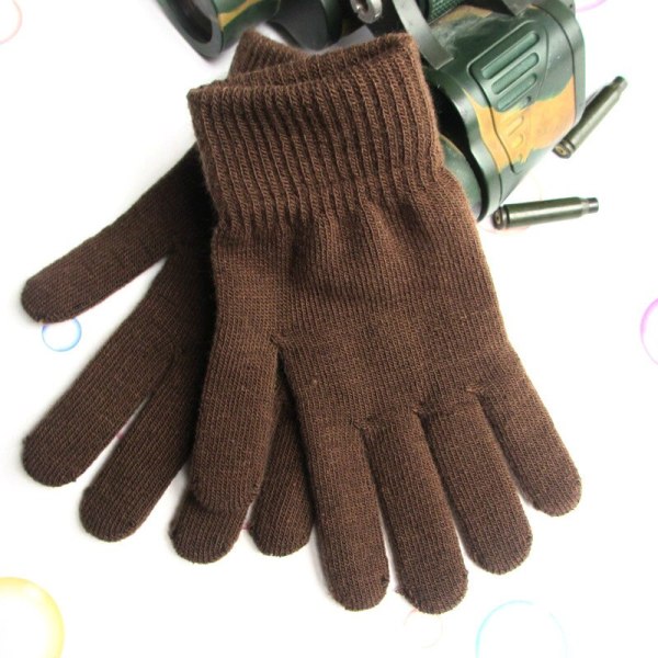 Vinter Dam Cashmere Stickade Handskar Höst Handvärmare Tjockt Foder Hel Finger Vantar Skidåkning Korta Handledshandskar Khaki One Size