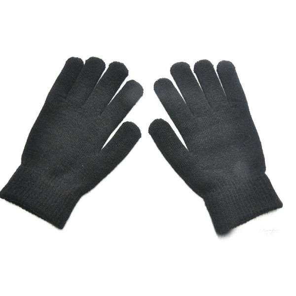 1 Par Stickade Ullhandskar för Par Vinter Enfärgad Hel Finger Vantar Handvärmare Herr Dam Handskar Tjockare Cykelhandskar Wine Red One Size