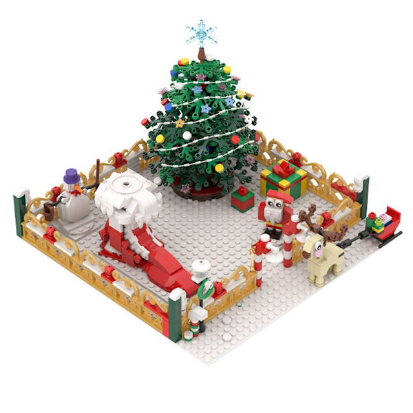 MOC Den Middelalderlige Arkitektur Og Lastbil Vinterlandsby - Markedsboder Byggeklodser Sæt Julebil Kirke Klodser Legetøj Gave 315PCS