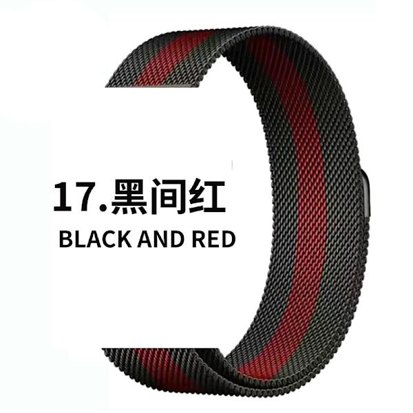 Kellon ranneke Apple Watch iWatch -kelloon Soveltuu: 1-9 sukupolvi SE 38/40/41 10 sukupolvi 42 17 musta ja punainen