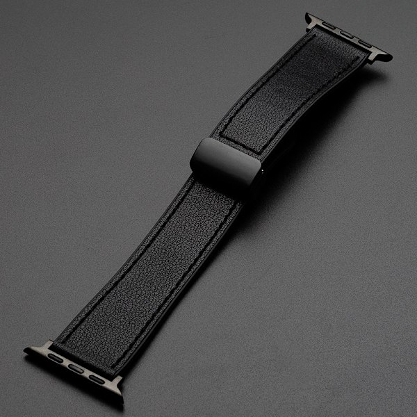 Kellon ranneke Apple Watch iWatch 38/40/41mm soveltuva musta silikoni crazy horse -kuvio magneettisolki
