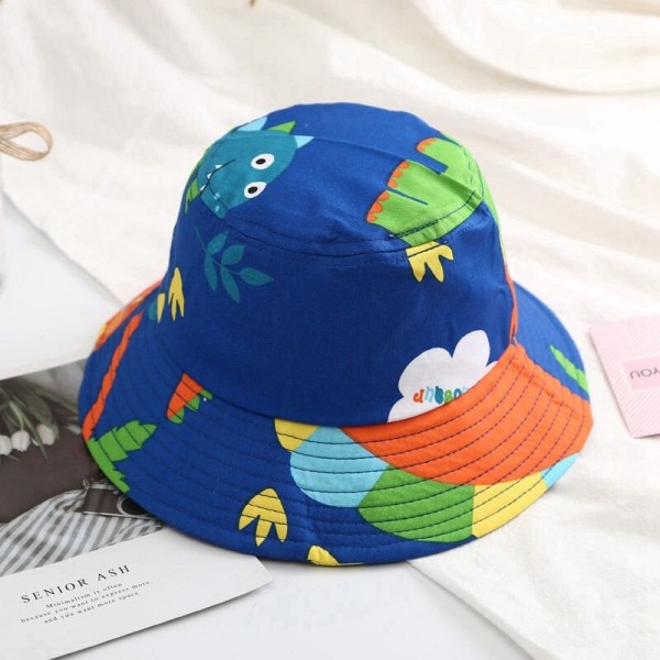 Baby Bucket Hatt Barn Sommarhattar för Pojkar Dinosaurie Tryck Panama Hatt Barn Fiskarhattar Flickor Strandhatt Casquette Animals One Size(47-50cm)