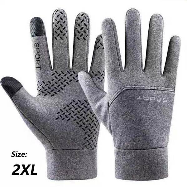 Nya Vinterhandskar Motorcykel Skidhandskar Klätterhandskar Utomhus Cykling Vattentäta Anti-halk Plysch Tjocka Varma Vantar Handskar För Män 2XL-gray 19-23cm