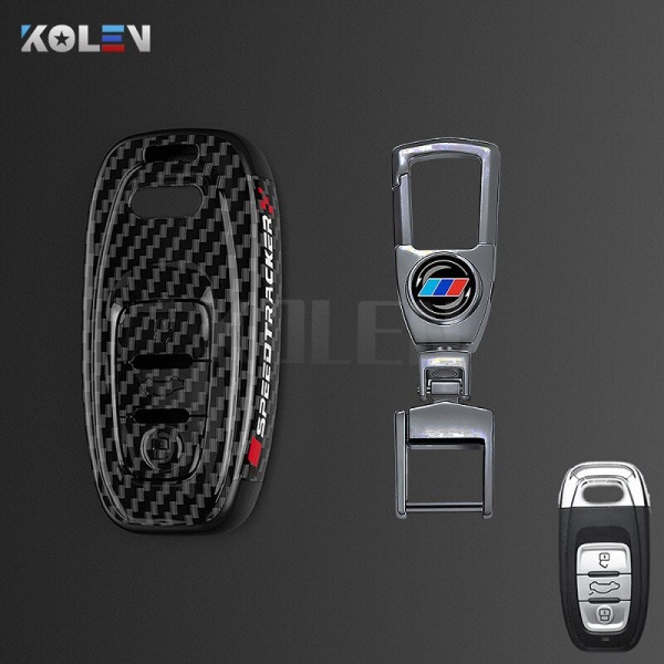 ABS Kolfiberstil Bilnyckelfodral Skal Fob För A3 A4 A5 C5 C6 8P 8L B6 B7 B8 Q3 Q5 Q7 A6 A7 4M 8S B9 A8 Q8 C8 TT A set 2