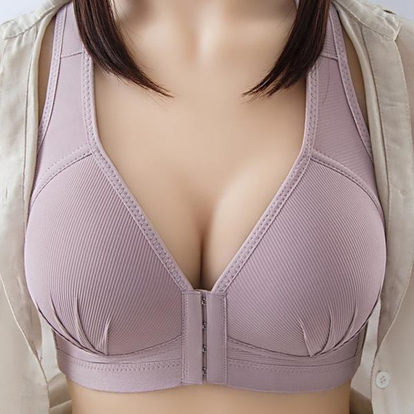 BH med framknäppning Enfärgad Plus Size Sexig Push Up BH Trådlös Sömlös Osynlig BH Utan Ben För Kvinnor Tubtopp Purple 80B