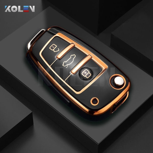 Fashion TPU Bil Flip Nyckel Fodral Skal För A1 A3 8P 8L A4 A5 B6 B7 A6 A7 C5 C6 4F Q3 Q5 Q7 Q8 TT S3 S4 S6 RS Red only case