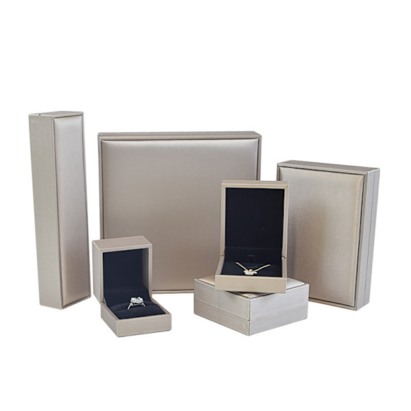 4 st/set Smyckesförvaringslåda Borstad PU Present Ring Hänge Halsband Armband Hållare Fodral med 4 lådor Gold 4 boxes