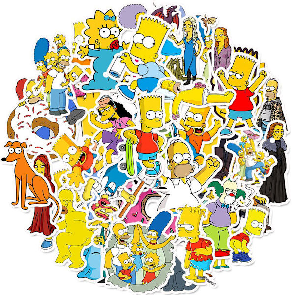 50 kpl Simpson-tarroja vedenpitävä tarra sarjakuvatarra skeittilaudalle reppuun muistikirjaan DIY-paperitarvikkeisiin klassinen lasten lelu lahja 50PCS2