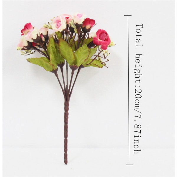Efterår 15 Hoveder/Buketter Små Knopper Roser Bract Silke Kunstig Blomst DIY Bryllup Hjem Juleindretning Blomstergaver Fotorekvisitter A Orange