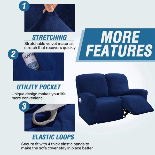 2-sits vilstolssoffa cover All-inclusive halkfri soffa cover Överdrag Elastisk vilstol Massagesoffskydd 1