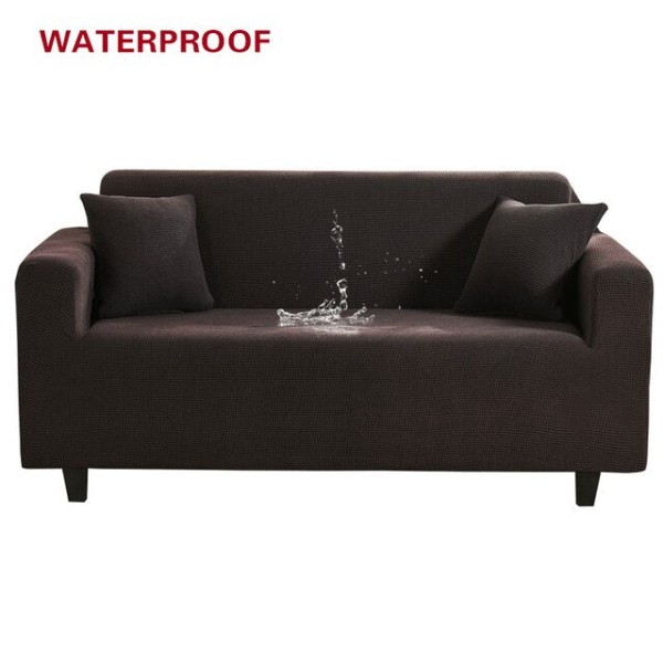 Elastisk sofabetræk, vandtæt, ensfarvet, høj stretch, slipcover, altomfattende elastisk sofabetræk, sofabetræk til stue Dark Grey 2-seater 145-185cm