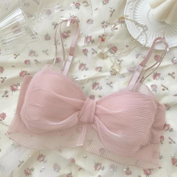 Lolita Dam BH Flickor Veck Båge Söt Underkläder Bekväm Söt Söt Bralette Trådlös Lingerie White S