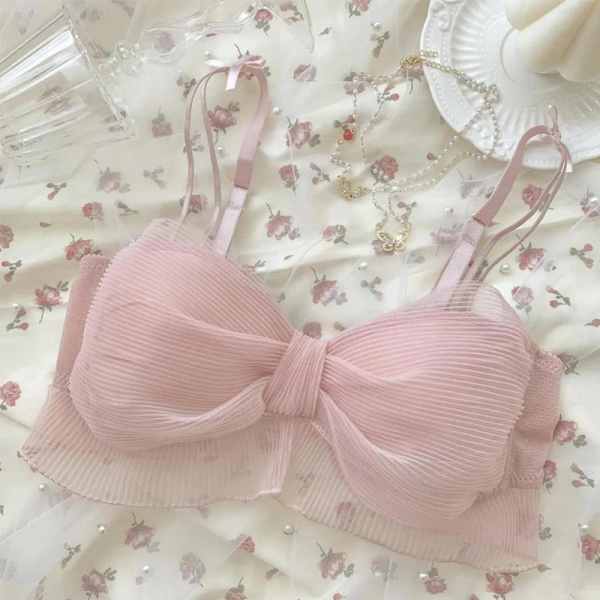 Lolita Dame BH Piger Folder Sløjfe Dejligt Undertøj Komfortabelt Sødt Sød Bralette Trådløst Lingeri Black M