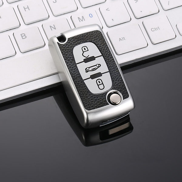TPU Læder 2/3 Knapper Bil Fjernbetjening Nøgle Etui Cover til Citroen C2 C3 C4 C5 C6 C8 til Peugeot 107 207 307 307S 308 407 607 3button red