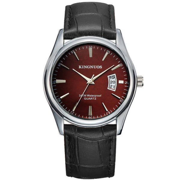 Trendig Mode Stålbälte Herrkalender Vattentät Läderarmbandsur Steel Belt white plate men's