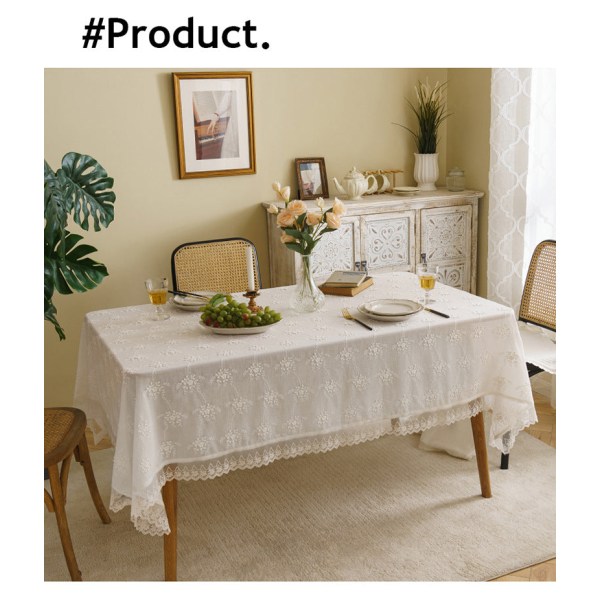 Amerikansk Bordsduk Ins Stil Ihålig Tredimensionell Broderad Rektangulär Bordsduk Konstnärlig Soffbordsduk Överdrag Handduk White 140 * 200cm